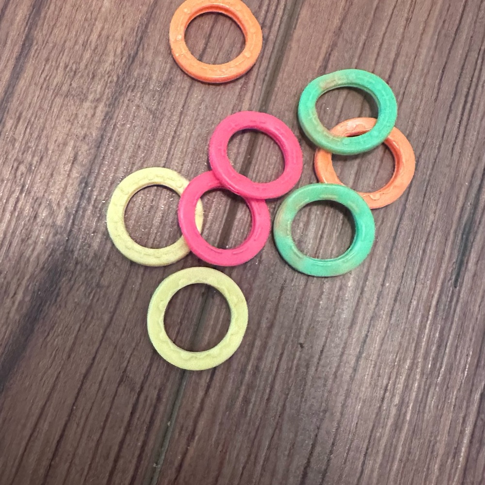 Colorful Rubber Keyrings Pack - Pink, Green, Orange, Yellow